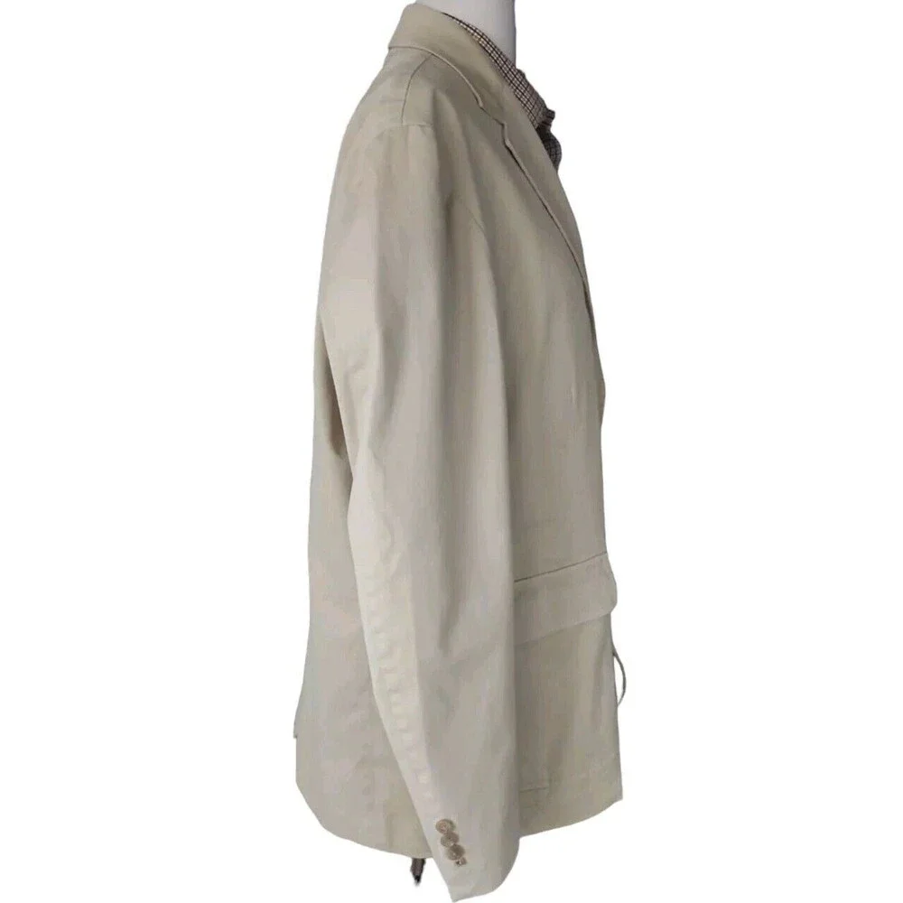 Polo Ralph Lauren Preppy Career Blazer Men's Size 44L Beige Chino Cotton Stretch